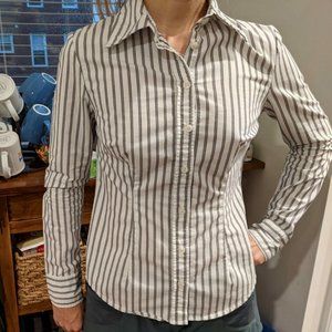 Ambiance white long-sleeve striped button-down